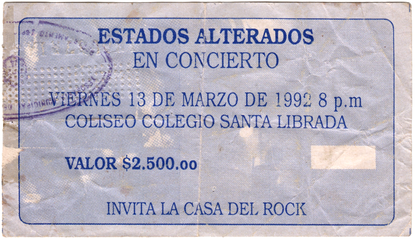 Concierto de Estados Alterados en Cali, 1992
